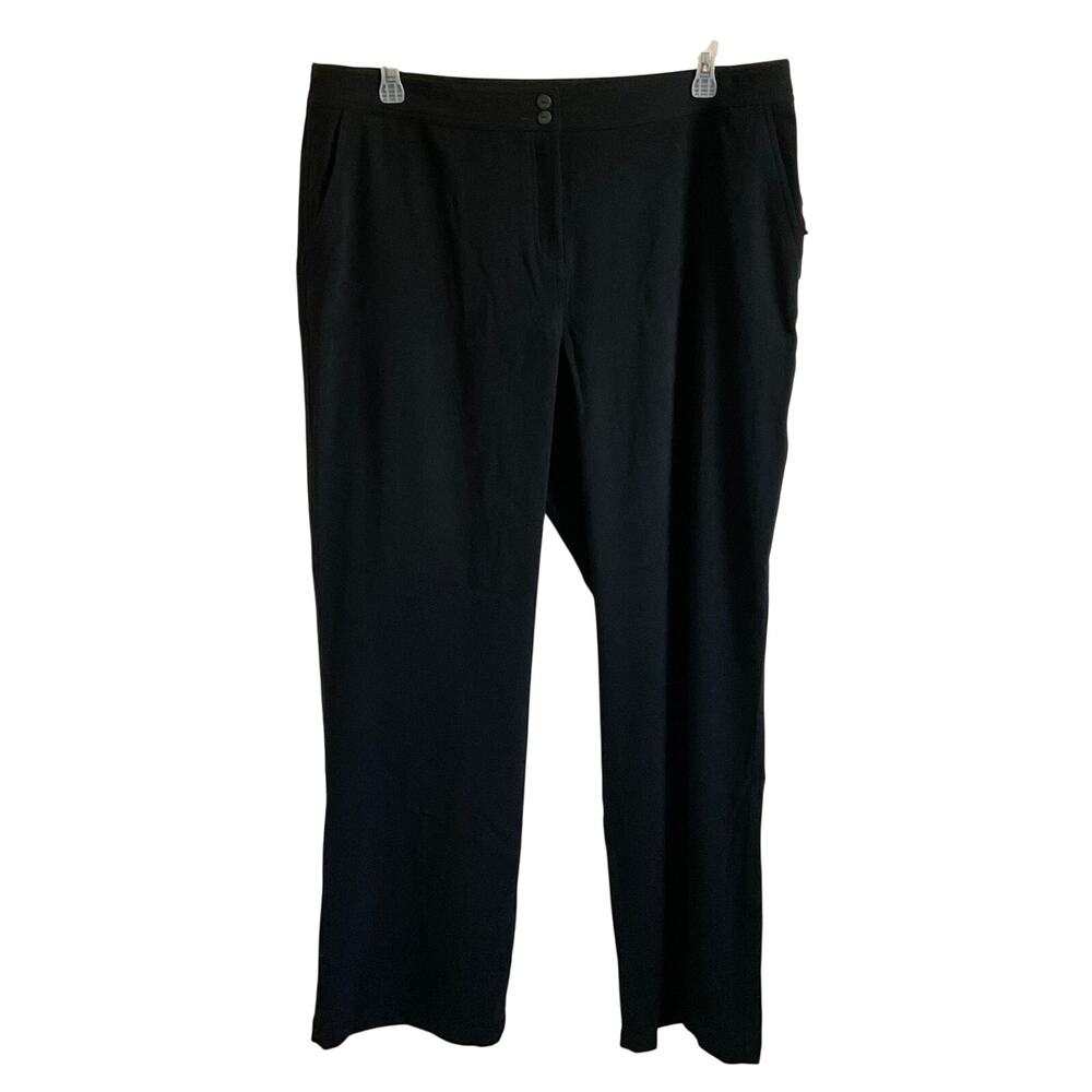 Coldwater Creek Plus Size Faux Suede Ivy Fit Straight Leg Black Pants - 20 - NEW